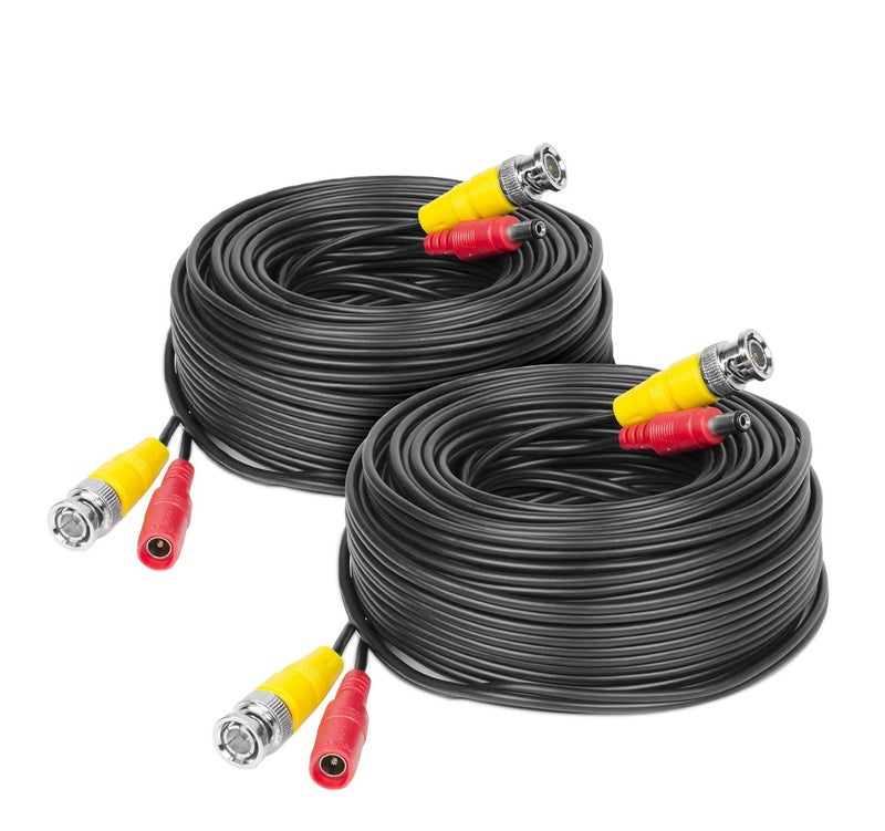 Amcrest 2-Pack 4K Security Camera Cable 60FT BNC Cable, Camera Wire CCTV, Pre-Made All-in-One Video and Power Cable for Security Camera, HDCVI, HDTVI Camera, Analog, DVR (2PACK-SCABLE4K60B-PP) - Image 1